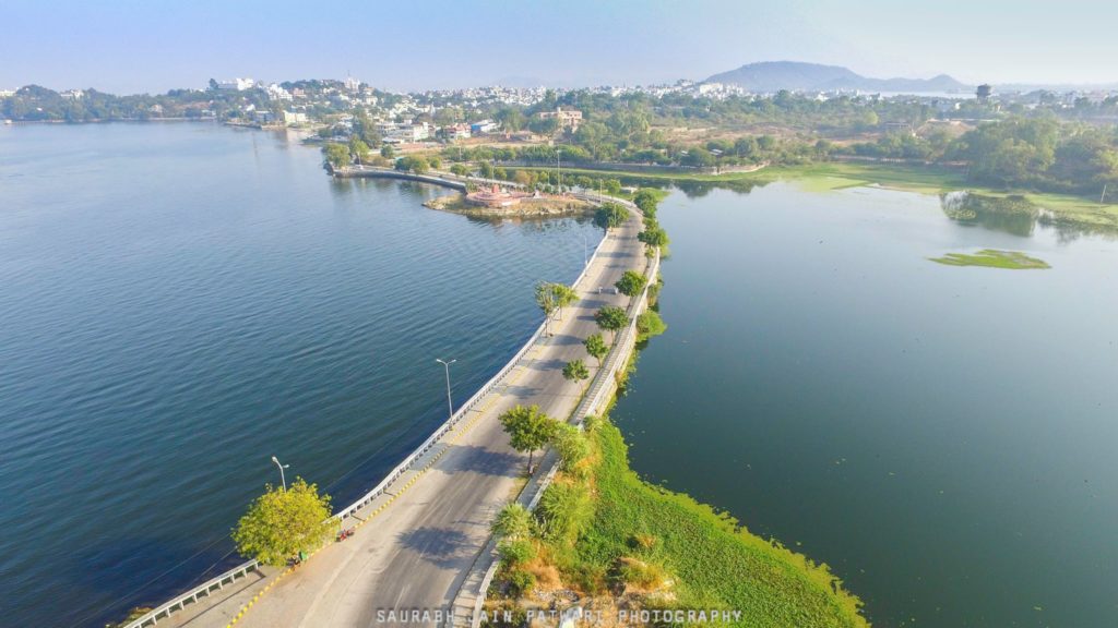 aerial view of rani road Udaipur drone view